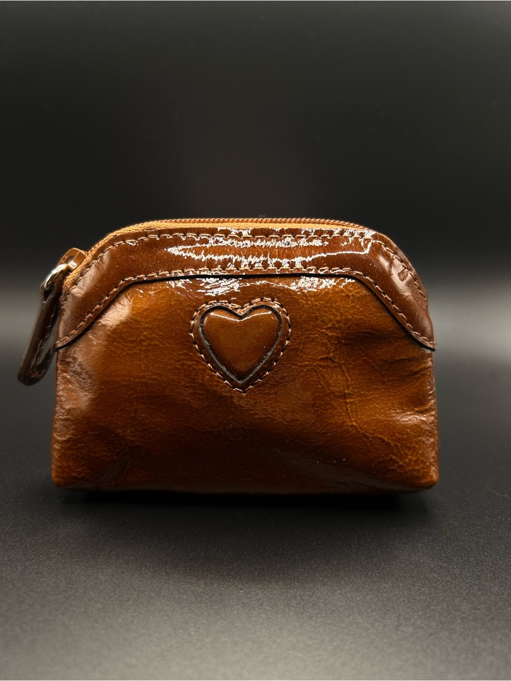 Brighton Brown Patent Leather Heart Coin Pouch